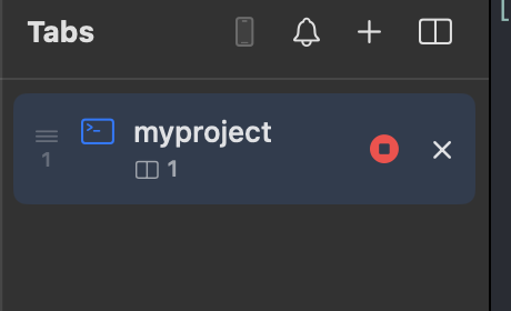 A tab in the sidebar with the red stop button shown while recording